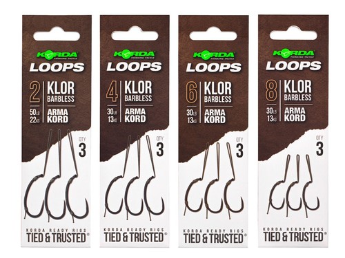 Korda Loop Rigs Klor Barbless 3pc #2B-#8B Hameçons Carpe - Photo 2/7