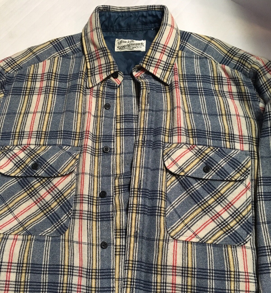 【KOOLOSET】Vintage Antique Flannel Shirt vtg sears roebuck and co flannel shirt 1960s medium | eBay