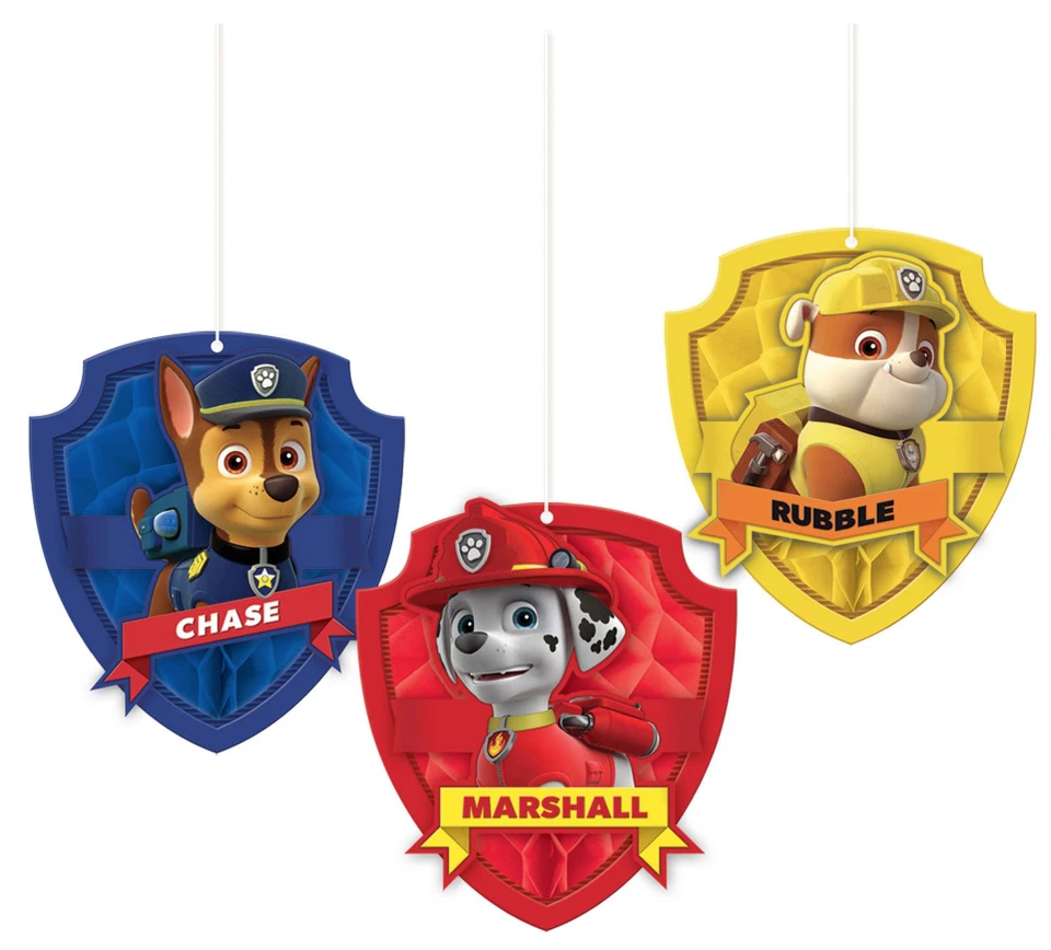 Paw Patrol Decoraciones de panal 3ct - Suministros de fiesta de cumpleaños para niños Chase Skye Foto 3 de 3