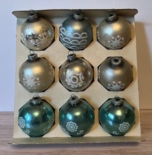 Mixed Lot Of 9 Vintage Mercury Glass Stenciled Ornaments Made In USA