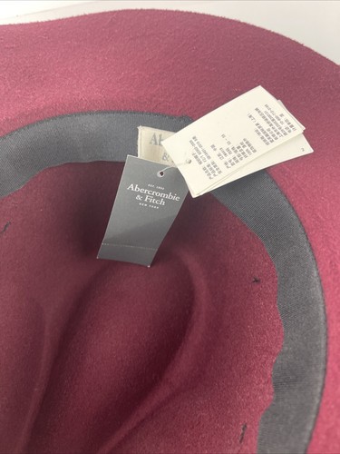 NEW NWT Abercrombie & Fitch Felt Wide Brim Burgundy Hat FEDORA WOMEN’S - Picture 14 of 19