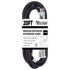 20 Foot 10/3 Lighted Outdoor Extension Cord 10 Gauge 3 Prong Sjtw Heavy Duty Bla