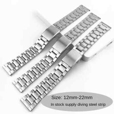 Rugged Stainless Steel watch Strap metal Bands Business Unisex 12-20mm Universal