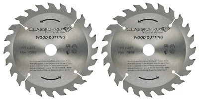 2 x TCT 165mm x 20mm/16mm Bore 24T Circular Saw Blade For Wood Laminate