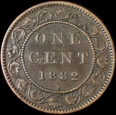 Kanada One Cent 1882 H Victoria Bronzemünze WCA 6041