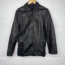 Bally Lambs Leather Black Leather Jacket Size Uk8/eu36