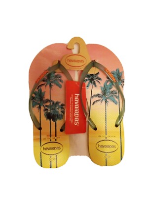 Havaianas Women Flip Flops Sandals Slim Paisage Yellow Size 11 - Main Image