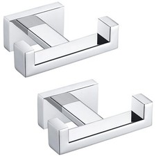 Double Robe Towel Hook Polished Chrome 2 Pack 304 Stainless Steel Square Towe...