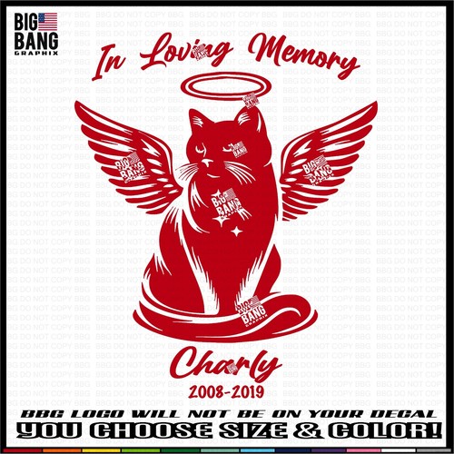 Personalizado EN AMOROSA MEMORIA Mascota Gato Amor Vinilo Ventana Coche Calcomanía Adhesivo Nombre Desgarrar EE. UU. - Imagen 6 de 8