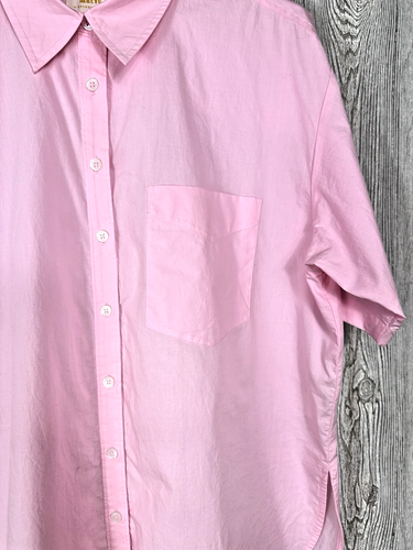 Maeve Anthropologie rosa Kurzarm Oversize Button Down Bluse Größe Medium - Bild 7 von 11