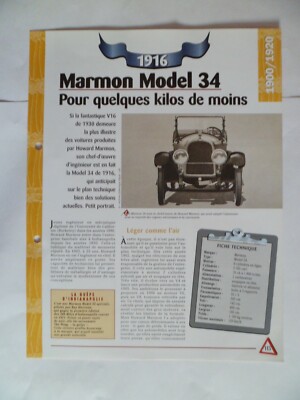 AUTO STECKKARTE MARMON MODEL 34 1916 (113-114)