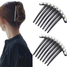 2Pcs Vintage Pearl Hair Side Combs Clip Hair Accessories Tools for Women Girls