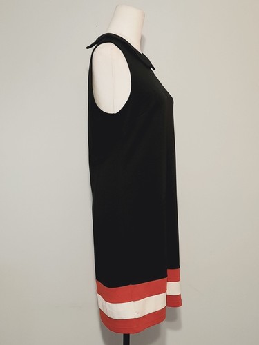 Revival Black Sleeveless Shift Dress Red & White Trim Size 10 Retro 60's Swing - Picture 5 of 9