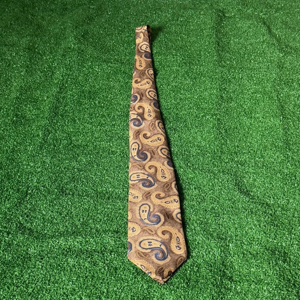 Corbata Don Loper Diseño Retro Paisley Beige y Marrón Vintage OS Hecha en EE. UU. Foto 3 de 4