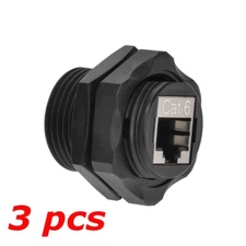 3 Pack - CAT6 RJ45 Outdoor Shielded Waterproof Industrial Panel Mount Coupler
