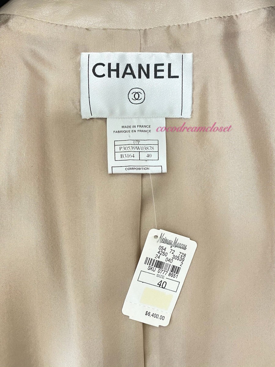 NWT CHANEL ICONIC DARK BEIGE PINK FOUR POCKET LEATHER BLAZER