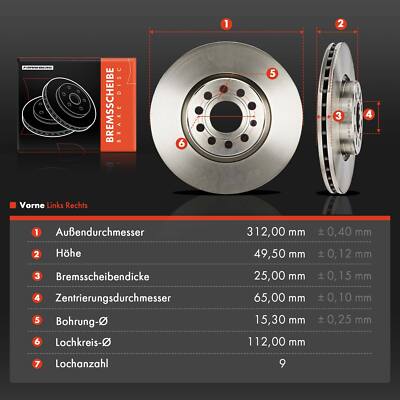BOSCH 2x Bremsscheibe Vorne 312 Belüftet Innenbelüftet Für Mercedes