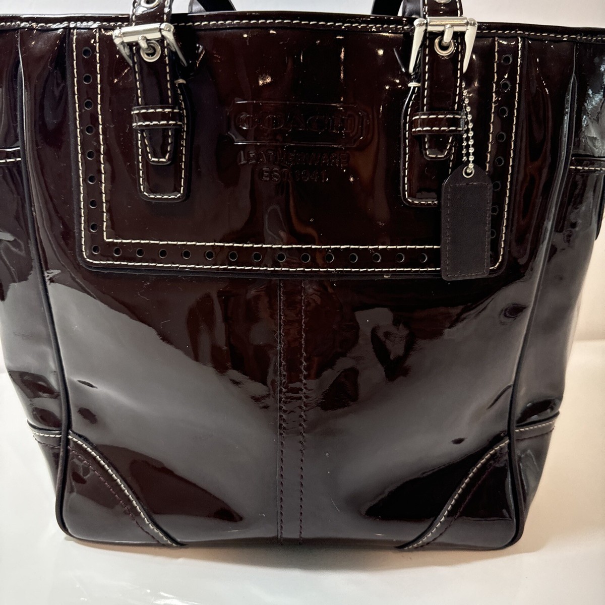 Coach Leatherware 1941 Black Leather Top Handle Zipper Closure