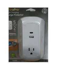 GE 5-Outlet Surge Protector Wall Tap with USB-A and USB C Ports 43650