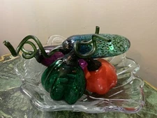 Beautiful Vintage Set Of Art Glass Hand Blown Fruits And Vegetables