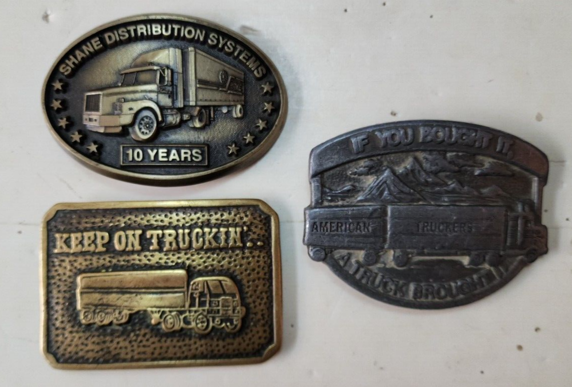 Set of 3 Vintage TRUCK DRIVER Themed BELT BUCKLES / Brass | eBay