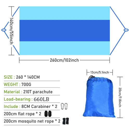 Tragbare Hängematte mit Moskitonetz 660 Pfund Kapazität 2 Personen Hängematte Hängebett - Bild 9 von 38