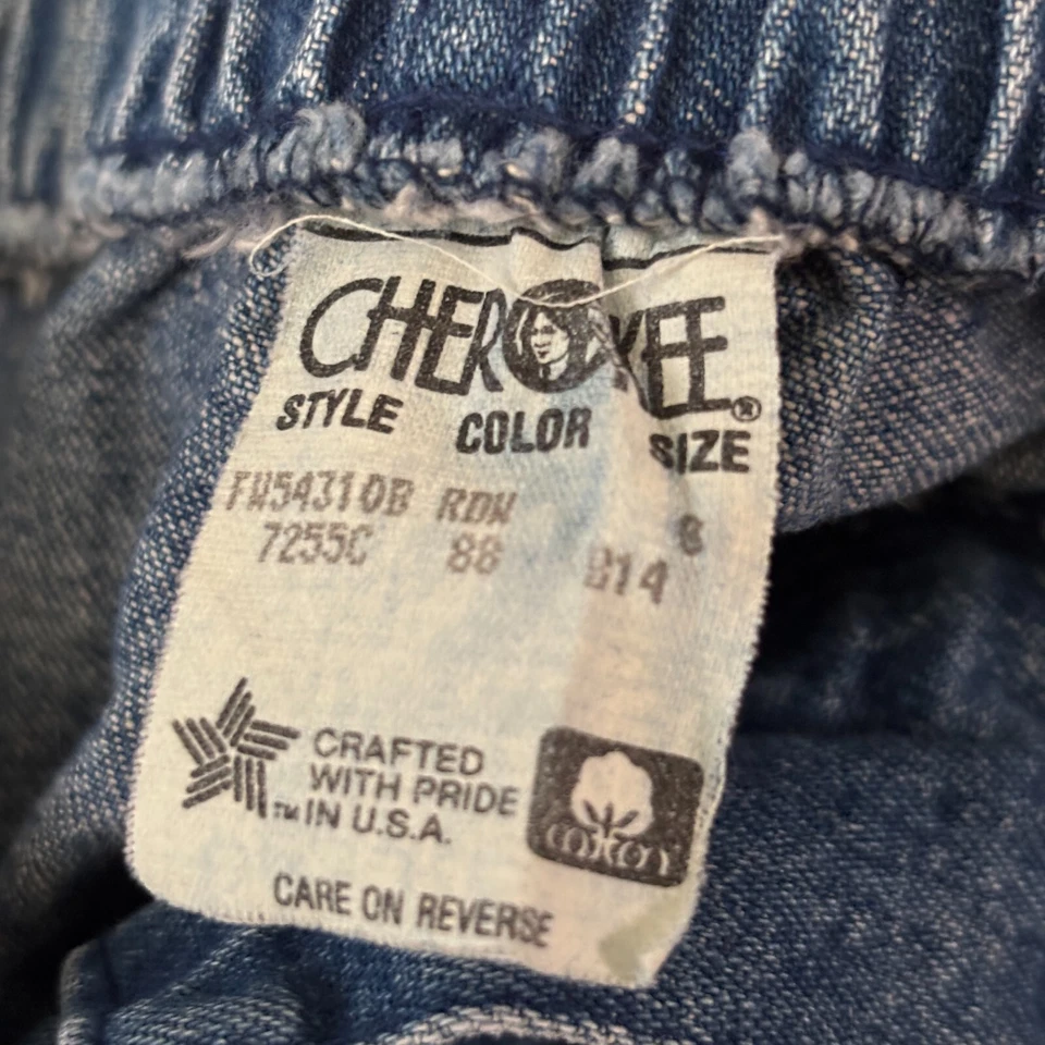 Falda midi de mezclilla azul Cherokee de colección bolsillos con botones años 90 mamá talla 8 pradera granja Foto 3 de 4