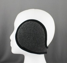 Dark Grey fleece ear muffs warmers behind head under hair fold up ear covers