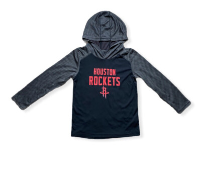 Houston Rockets NBA Boys Long Sleeve Jersey Hoodie Black Shirt NWT XS 4-5 