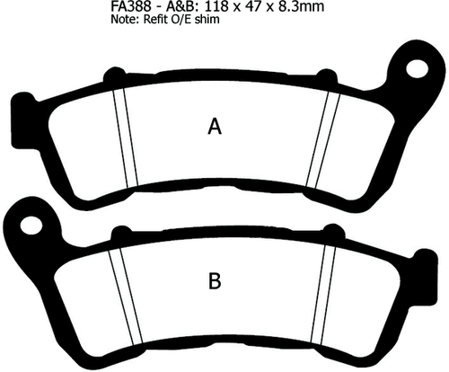 EBC/FA388HH Sintered Brake Pads (Front) for Honda NC700X/VFR800/XL1000V Varadero - Picture 2 of 2