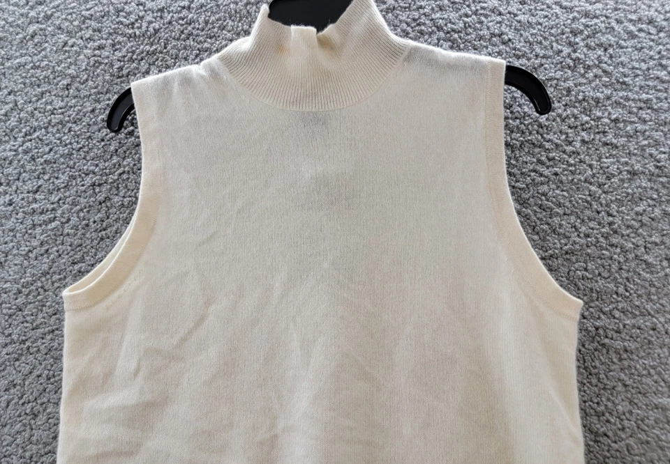 Suéter sin mangas de cachemir C by Bloomingdale's para mujer L suéter marfil Foto 2 de 4