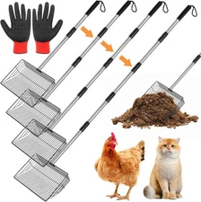 Chicken Poop Scooper 10inch Metal Extendable Metal Cat Litter Scoop 32 to 68"...