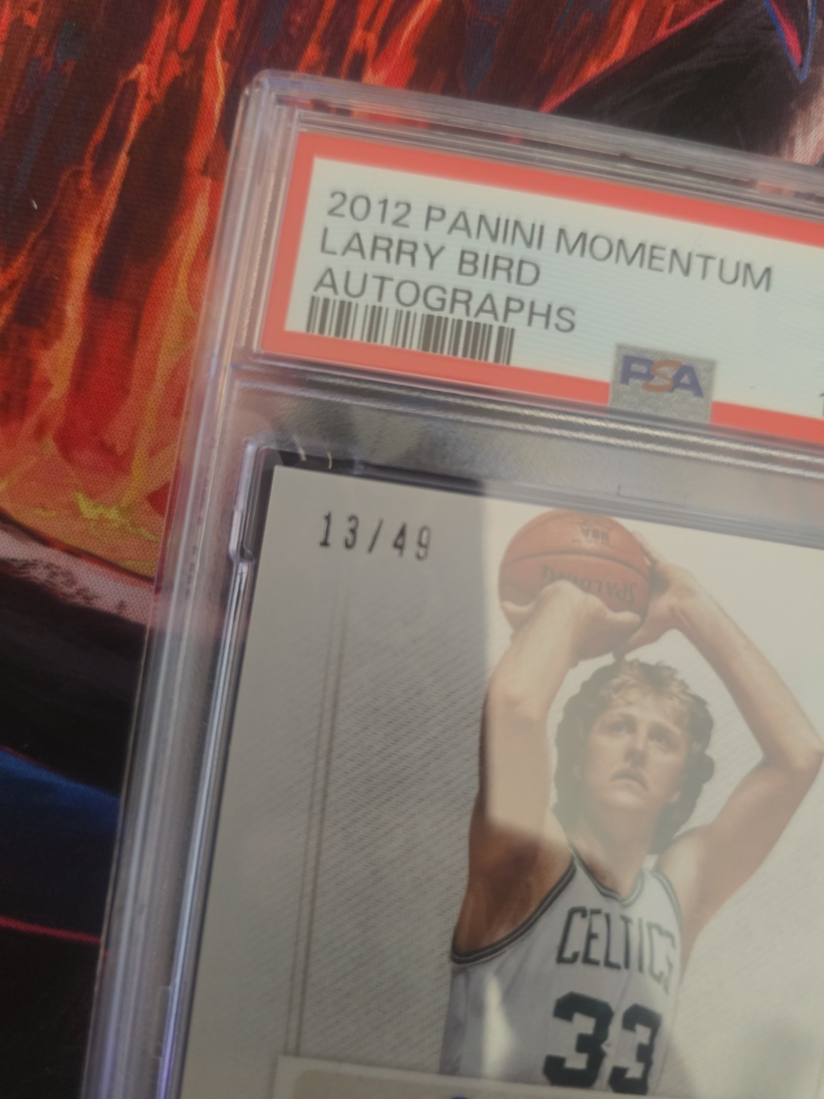 Panini 2012-13 Momentum Larry Bird Celtics Auto Serial Numbered /49 #42 PSA 8 view 2