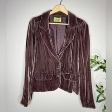 Juicy Couture Silk Blend Velvet Blazer Jacket Womens Size 10 Brown Y2K Designer