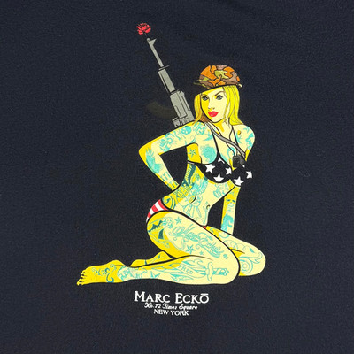 Vintage Y2K Marc Ecko No 72 Times Square T Shirt Tattooed Pinup Girl Tagless XL