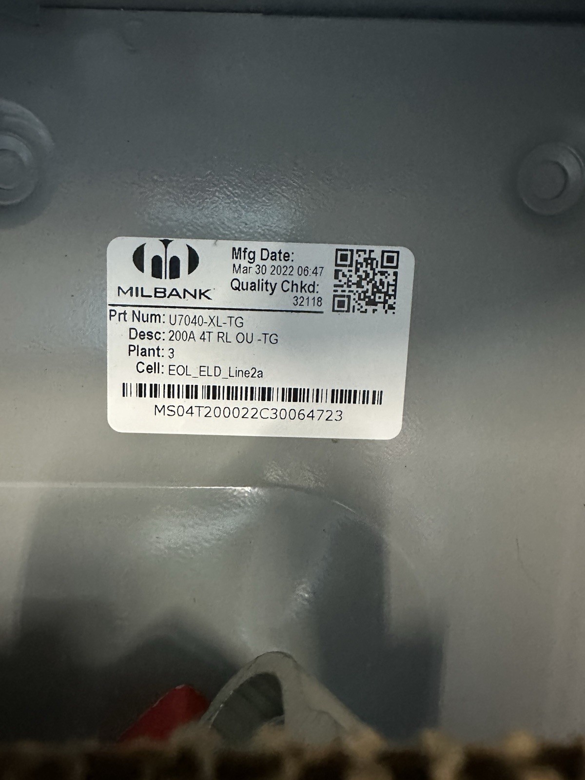 Milbank U7040‑XL‑TG Ringless Meter Socket – 200A 4‑Jaw 600V NEMA 3R – New OEM