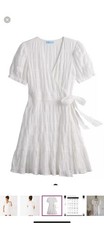 NWT DRAPER JAMES RSVP Puff Sleeve Wrap Dress Ruffled Striped Size XLarge MSRP 78