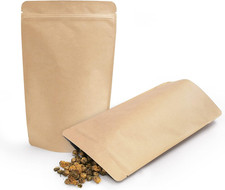 Bolsas de pie Kraft - Paquete de 50 6X9 pulgadas cierre automático almacenamiento de alimentos reutilizables