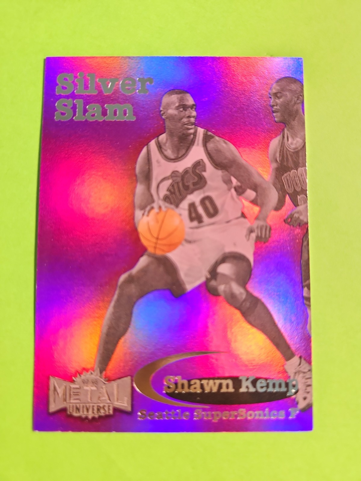 1997-98 SkyBox Metal Universe 🏀 Silver Slam Insert Shawn Kemp SuperSonics #6