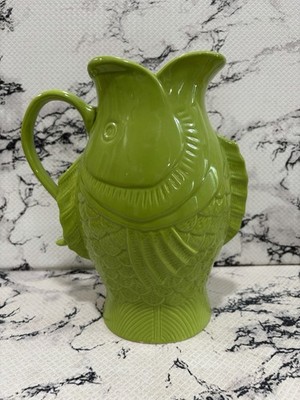 Home Essentials Vintage Fish Collection Green Pitcher Vase 10 