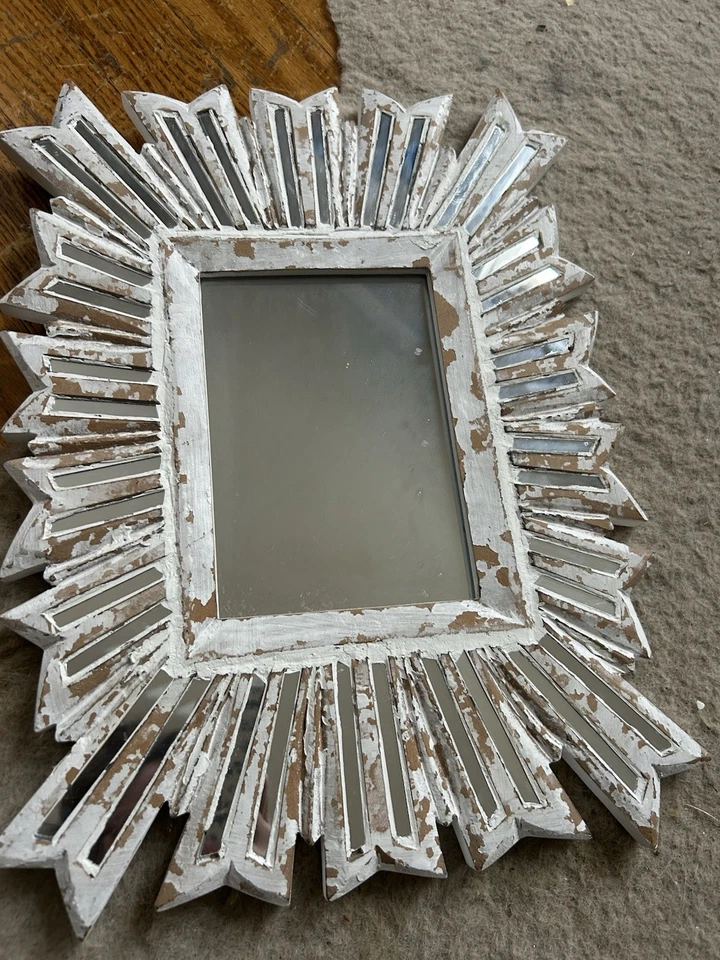 Bohemian Wooden Abstract Wall Mirror 15 X 12 Inch Starburst Rectangle Mirror - Image 4 of 4