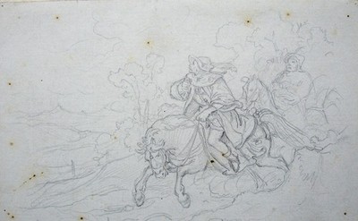 Ludwig Richter Zeichnung zu Volksmärchen 1842 Original