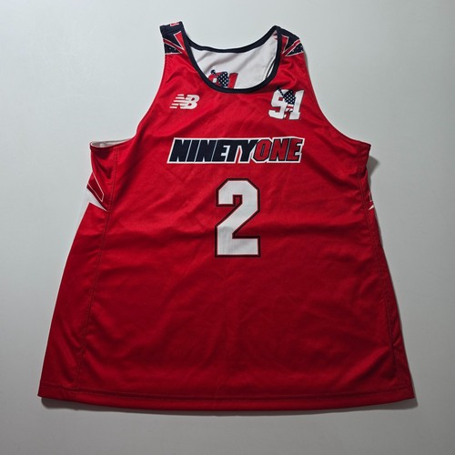 New Balance Team 91 Lacrosse #2 Reversible Jersey Men Red White Spellout Graphic