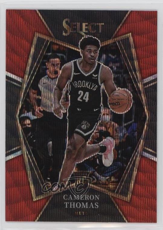 2021-22 Panini Select Premier Level Red Wave Prizm Cameron Thomas Rookie RC 12ri