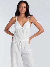 Boux Avenue Pyjama Set Women's Broderie Cotton Ladies Cami Top and Trousers