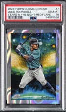 2023 TOPPS COSMIC CHROME STARS IN THE NIGHT RED FLARE JULIO RODRIGUEZ 2/5 PSA 10