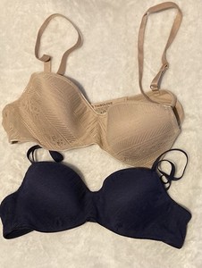 Thirdlove Everyday Lace T-Shirt Bra Sz 34A 1/2 Lot of 2 Bras Nude & Navy Blue