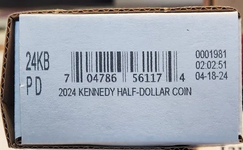 2024 P&D KENNEDY HALF DOLLAR TWO ROLL SET 2 x $10 FV BU 40 COIN 24KB 20 P 20 D