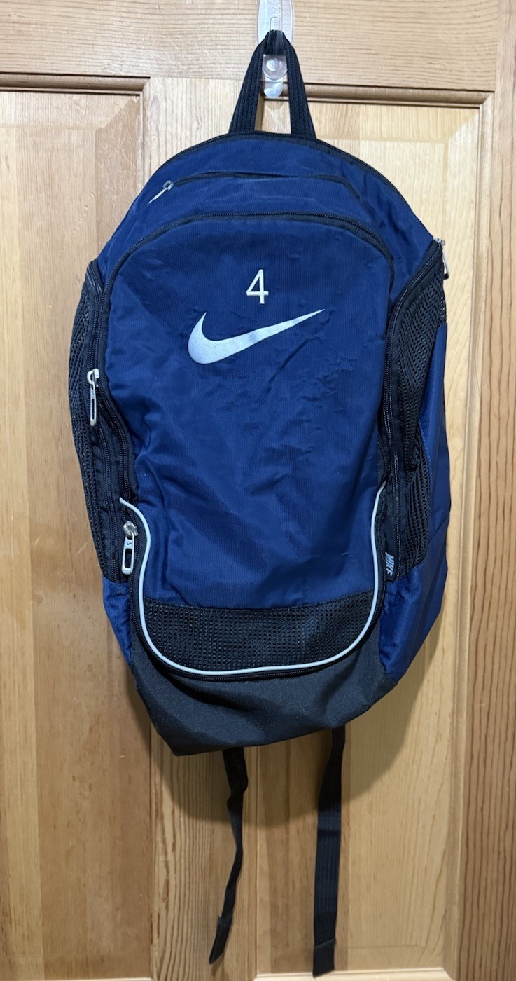 Nike Club Team Swoosh Navy Blue Backpack 17x14x9 Embroidered