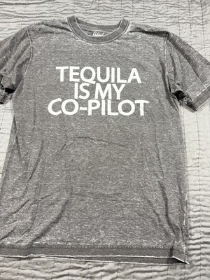 Blue 84 Tequila Is My Co-Pilot T-Shirt Heathered Gray Men's Size Medium New